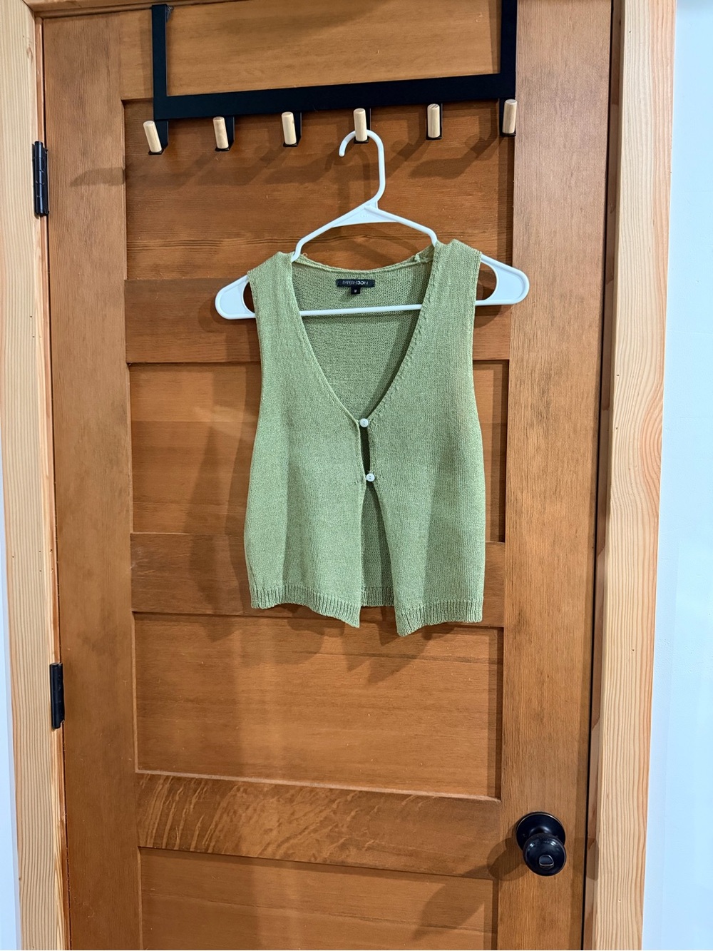 Papermoon Light Olive Green Knit Tank Vest